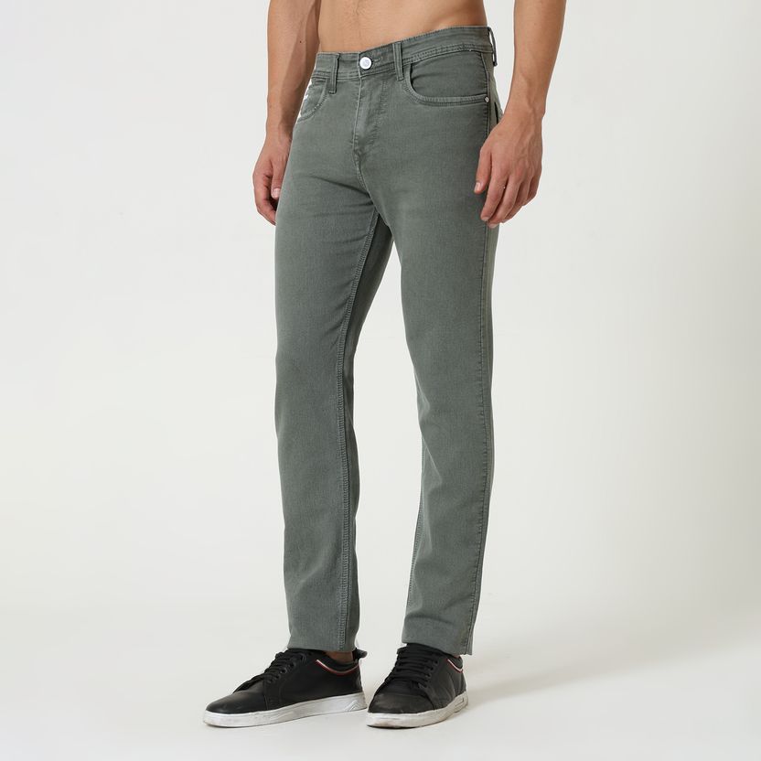Denim Men Relaxed Fit Mid Rise Light Green Jeans - Image 2