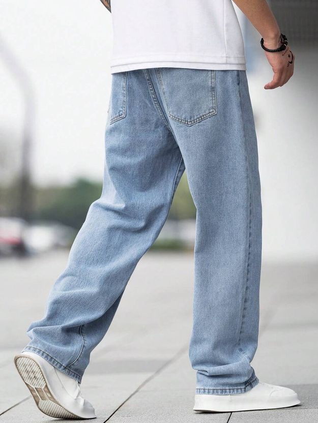 DENIM Men Loose Fit Mid Rise Light Blue Jeans - Image 2