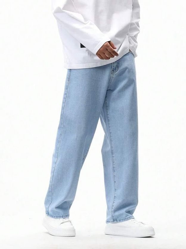 HITBULL Men Straight Fit Mid Rise Light Blue Jeans - Image 4