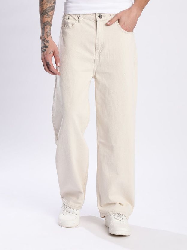 Roadster Loose Fit Men White Jeans - Image 1