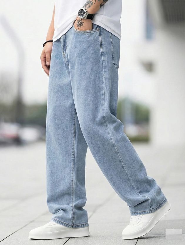 METRONAUT Men Relaxed Fit Mid Rise Light Blue Jeans - Image 1