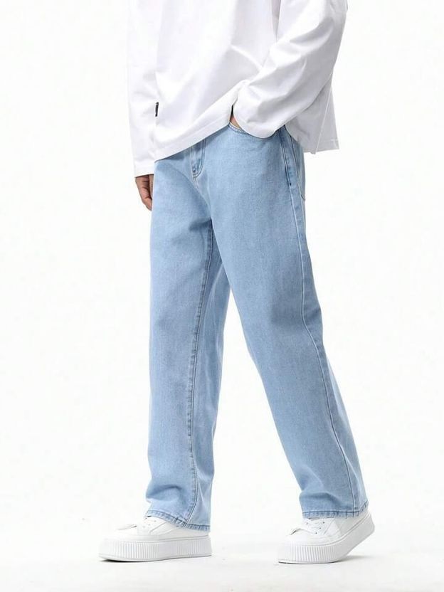 HITBULL Men Straight Fit Mid Rise Light Blue Jeans - Image 6