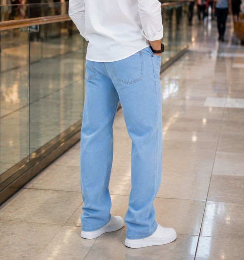 DENIM LOOK Men Loose Fit Mid Rise Light Blue Jeans - Image 2