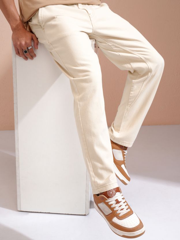 HIGHLANDER Men Beige Mid Rise Relaxed Fit Jeans - Image 1
