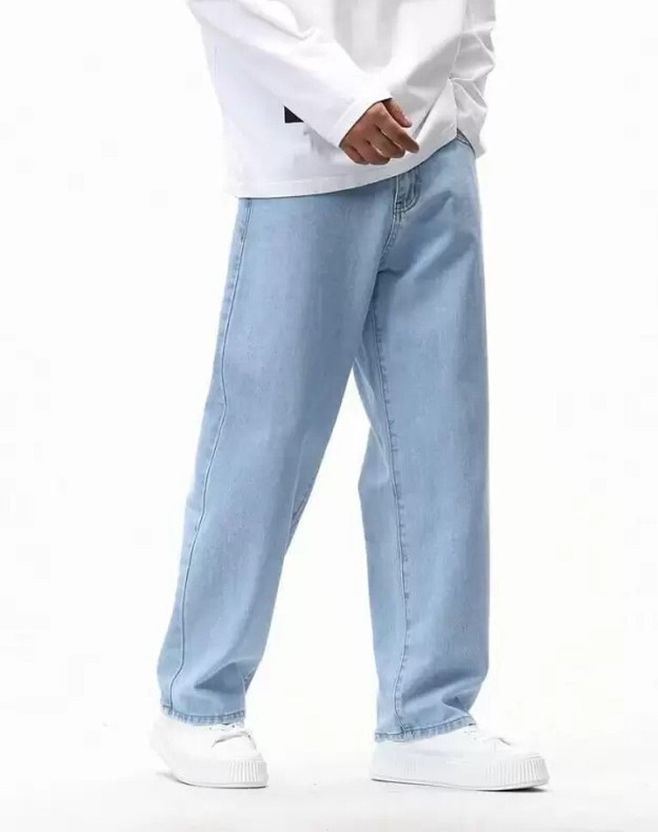 Playfeel Men Loose Fit Mid Rise Light Blue Jeans - Image 3