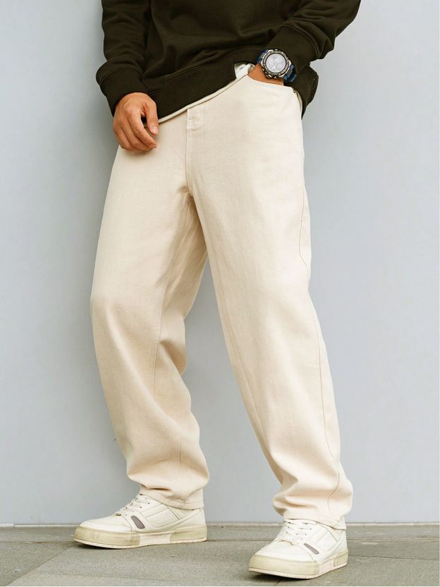 Masterly Weft Men Beige Jeans - Image 1