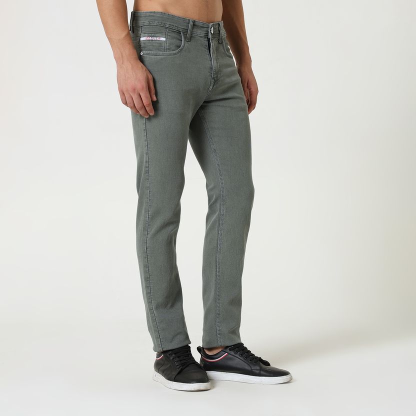 Denim Men Relaxed Fit Mid Rise Light Green Jeans - Image 4