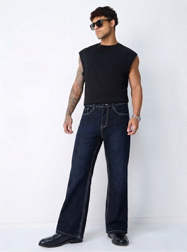 SORELL Men Boot-Leg Mid Rise Dark Blue Jeans - Image 3