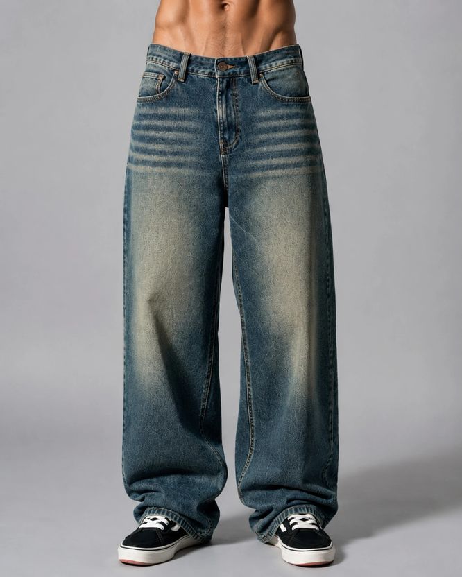Pratyaya Men Green Baggy Fit Jeans - Image 1
