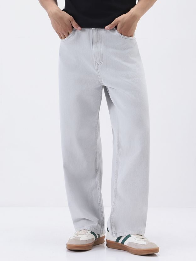 Urbano Men Loose Fit Mid Rise White Jeans - Image 1