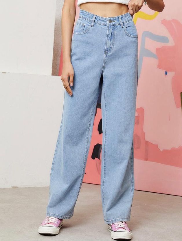 zayla Women Flared High Rise Light Blue Jeans - Image 1