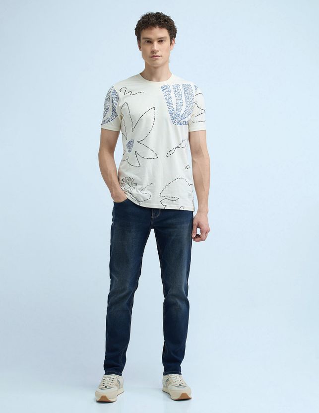 FLYING MACHINE Men Slim Mid Rise Dark Blue Jeans - Image 4