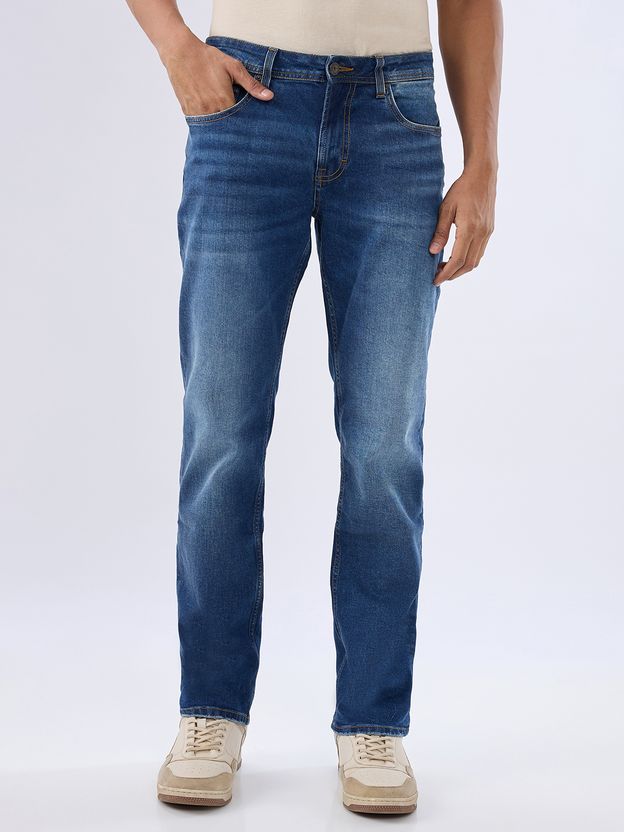 Spykar Men Relaxed Fit Mid Rise Blue Jeans - Image 1