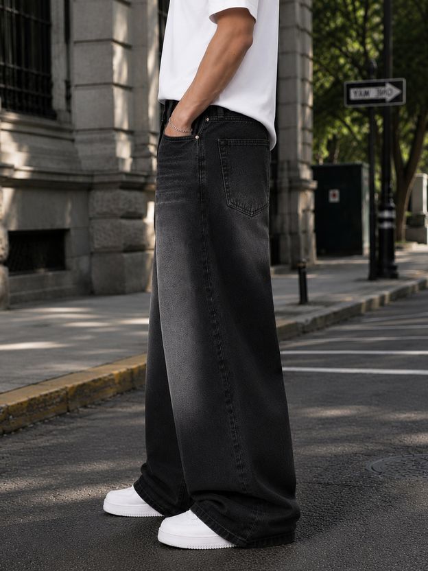 M Q Denim Men Loose Fit Mid Rise Black Jeans - Image 4