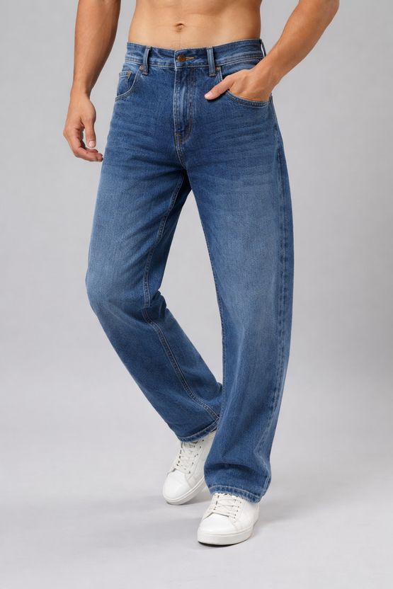 WAZWEAR Men Dark Blue Mid Rise Straight Fit Jeans - Image 4