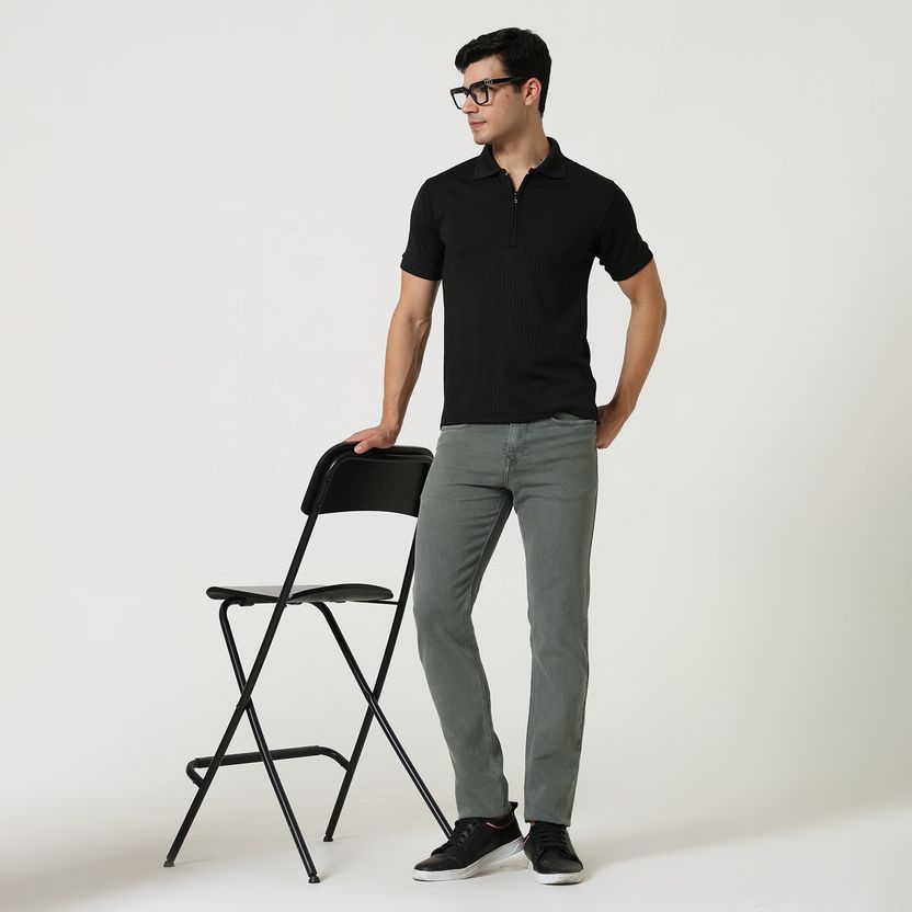 Denim Men Relaxed Fit Mid Rise Light Green Jeans - Image 5
