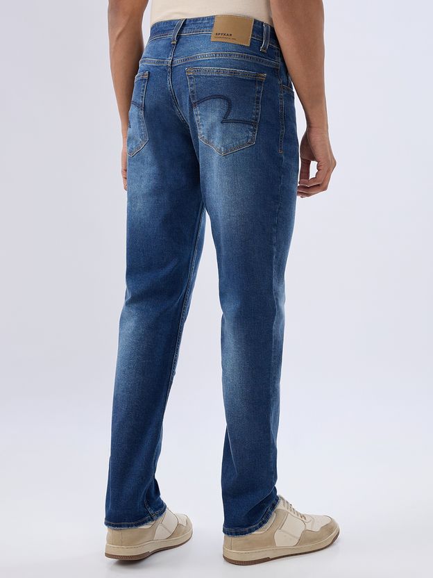 Spykar Men Relaxed Fit Mid Rise Blue Jeans - Image 4
