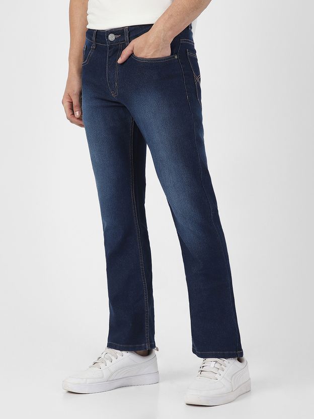 Urbano Men Dark Blue Mid Rise Boot-Leg Jeans - Image 2