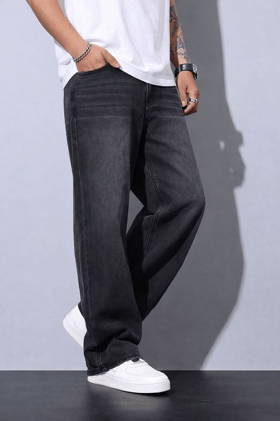 OFTEN TREND Baggy Fit Men Black Jeans - Image 3