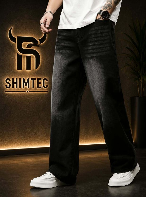BOLD Men Baggy Fit Mid Rise Dark Grey Jeans - Image 1