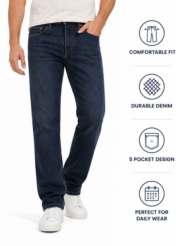 GAURLOOM Men Dark Blue Mid Rise Jeans - Image 6