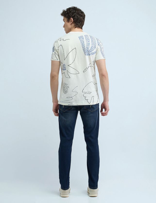 FLYING MACHINE Men Slim Mid Rise Dark Blue Jeans - Image 3