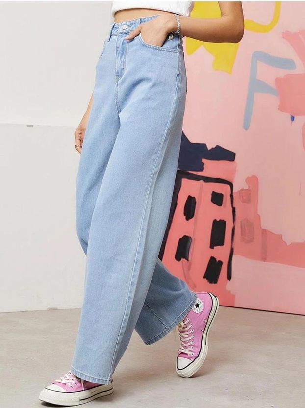 zayla Women Flared High Rise Light Blue Jeans - Image 3