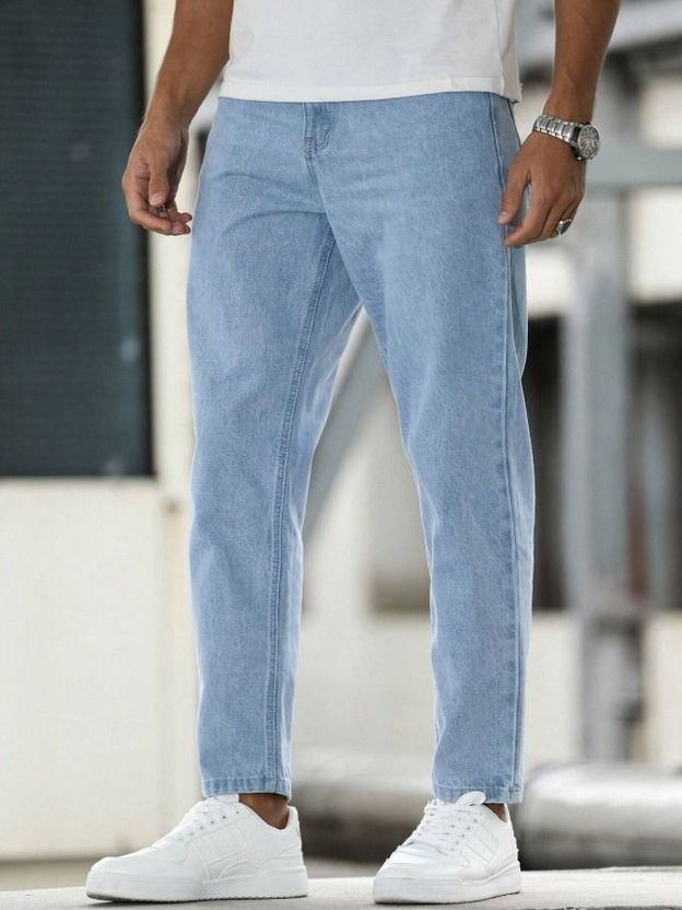 Aamishfashion Tapered Fit Men Light Blue Jeans - Image 1