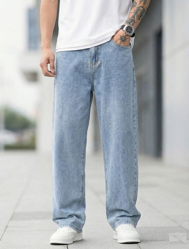 METRONAUT Men Relaxed Fit Mid Rise Light Blue Jeans - Image 4