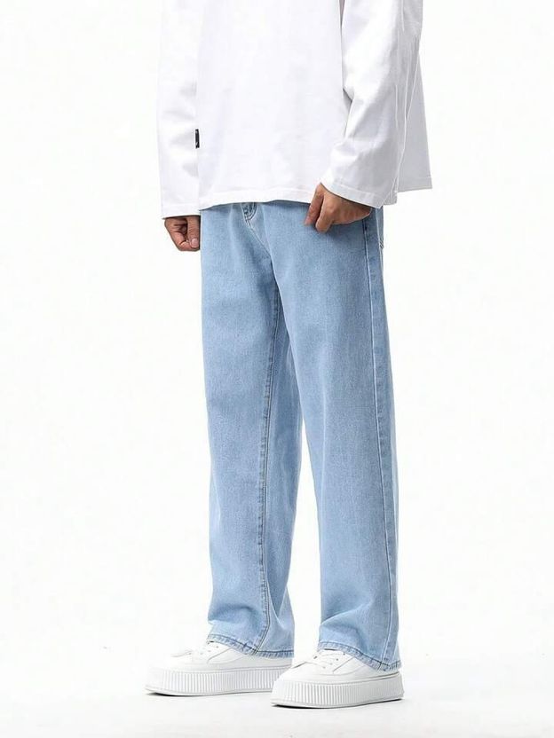 HITBULL Men Straight Fit Mid Rise Light Blue Jeans - Image 5