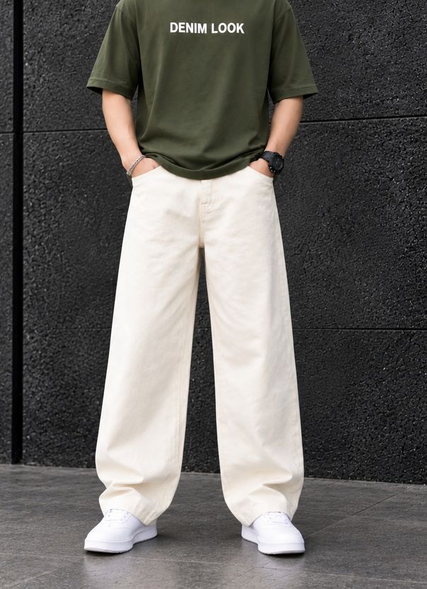 DENIM Men Loose Fit Mid Rise White Jeans - Image 4