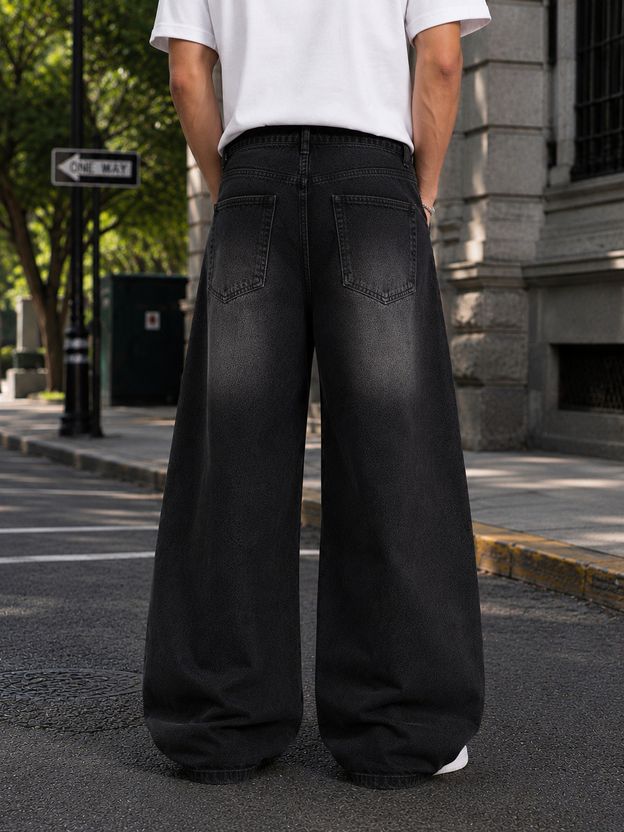 M Q Denim Men Loose Fit Mid Rise Black Jeans - Image 2