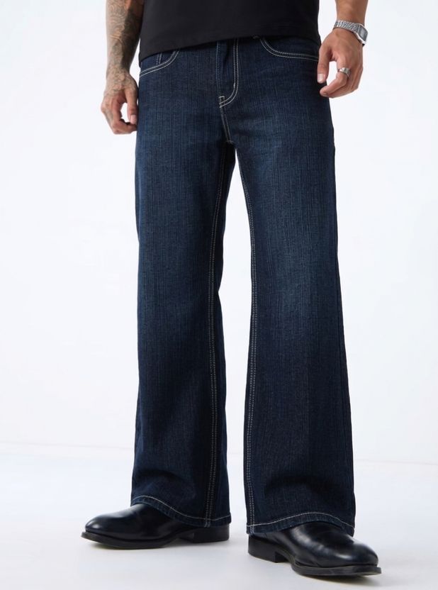 SORELL Men Boot-Leg Mid Rise Dark Blue Jeans - Image 1