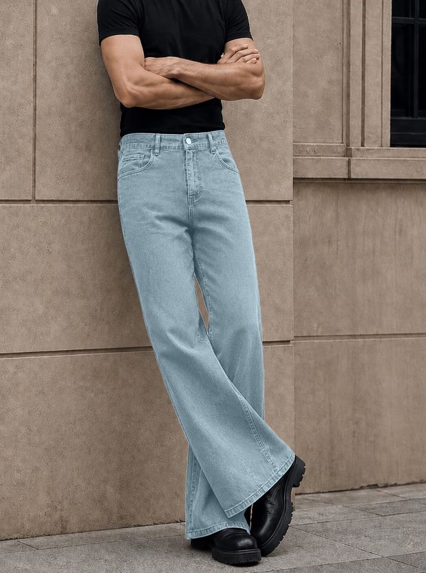 MOTREX Men Boot-Leg Mid Rise Light Blue Jeans - Image 1