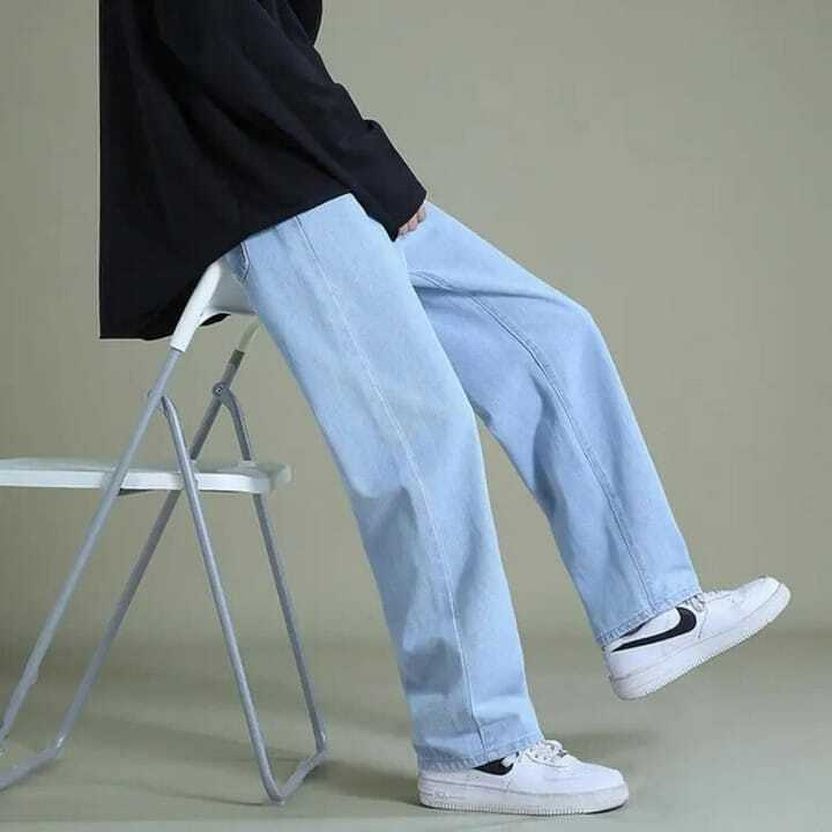 MEIXN Men Loose Fit Mid Rise Light Blue Jeans - Image 2