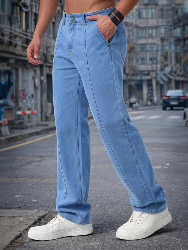 DENIM Men Loose Fit Mid Rise Light Blue Jeans - Image 9