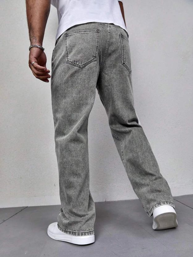 DENIM Men Loose Fit Mid Rise Grey Jeans - Image 2