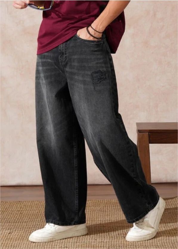 Sirhana Men Black Mid Rise Straight Fit Jeans - Image 1