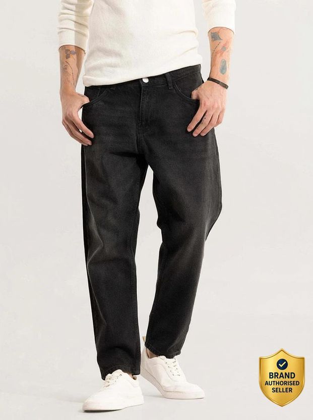 Snitch Men Black Mid Rise Loose Fit Jeans - Image 1