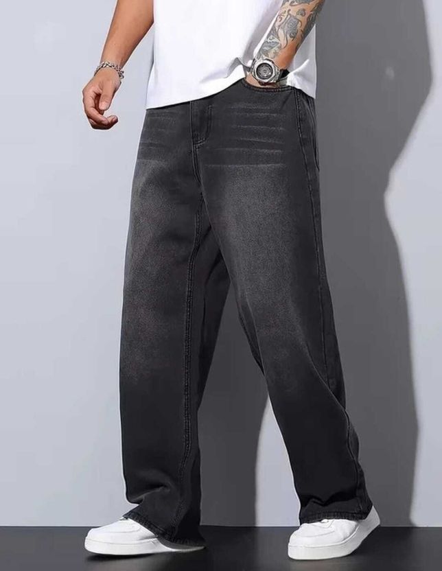 RKDENIM Men Wide Leg Mid Rise Dark Grey Jeans - Image 3