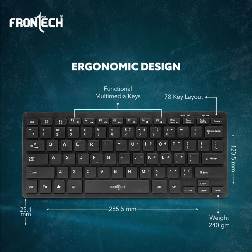 Frontech 78 Keys Wired Mini Keyboard - Image 3