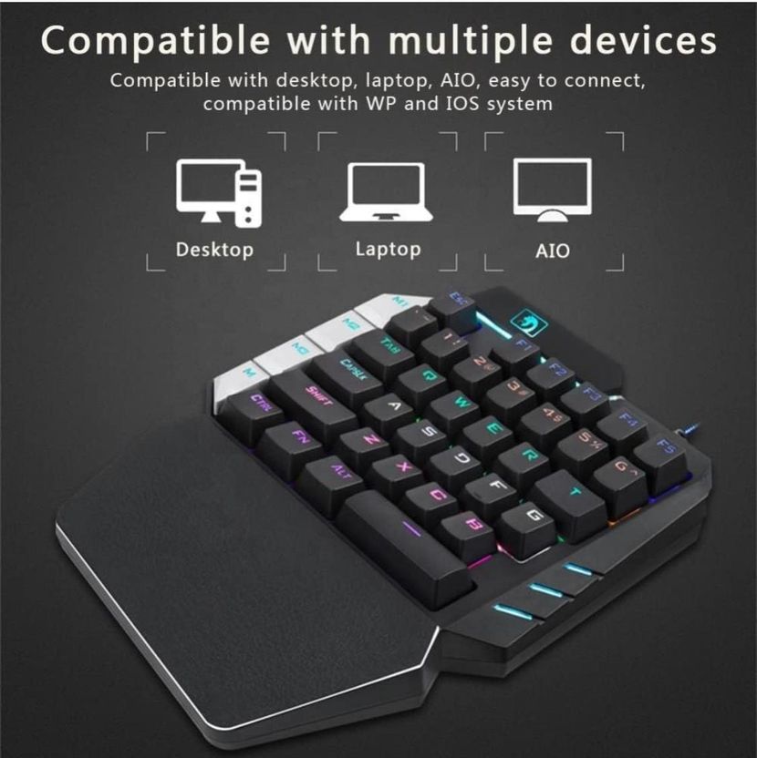 Extreme एक्सट्रीम One Hand Non Mechanical Gaming Keyboard - Image 4