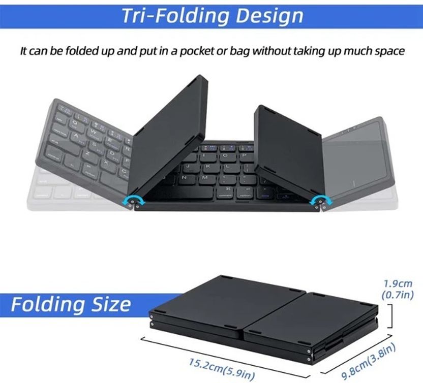 Microware Foldable Bluetooth Keyboard with Touchpad - Image 4