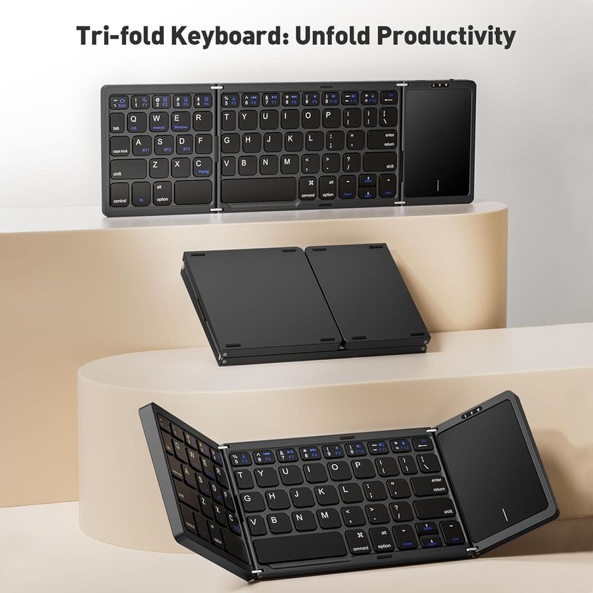 Microware Foldable Bluetooth Keyboard with Touchpad - Image 2