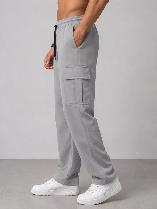mank D Pack of 2 Men Solid Black, Grey Track Pants - Image 3