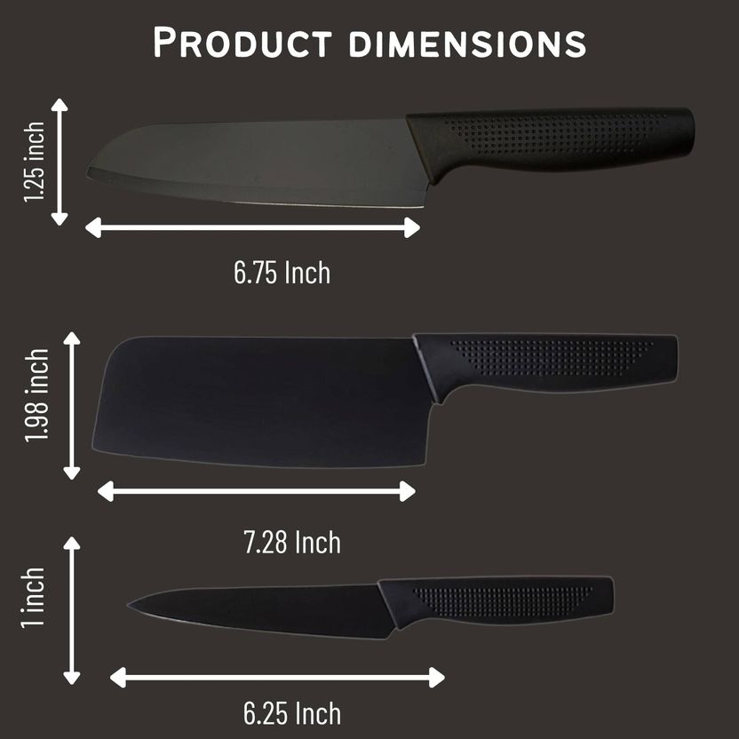 Yaadgar 3 Pc Stainless Steel Knife Set, Dark - Image 9