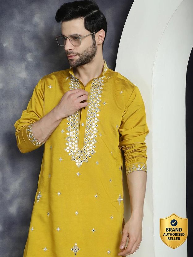 Jompers Embroidered Silk Straight Kurta for Men - Image 1