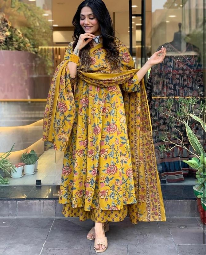 SHIRIN CREATION पैक ऑफ3 प्रिंटेड विस्कोस रेयॉन A-लाइन के लिए - Image 3