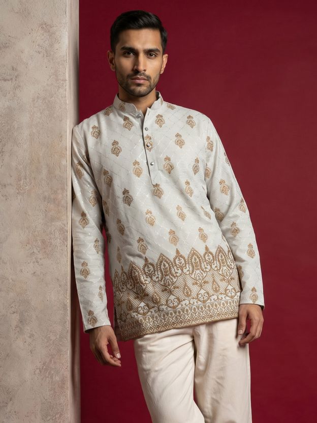 Jompers Men Embroidered Straight Kurta - Image 1