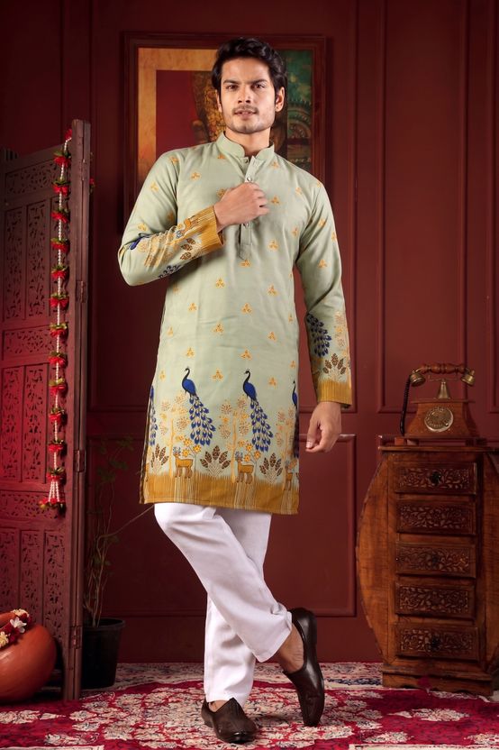 BBS CREATION Men Printed Straight Kurta - Image 8